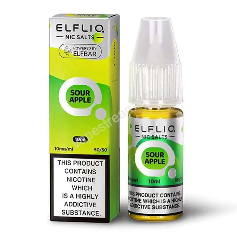 Elfbar Elfliq Sour Apple Nic Salt E Liquid 10ml Bottle With Box