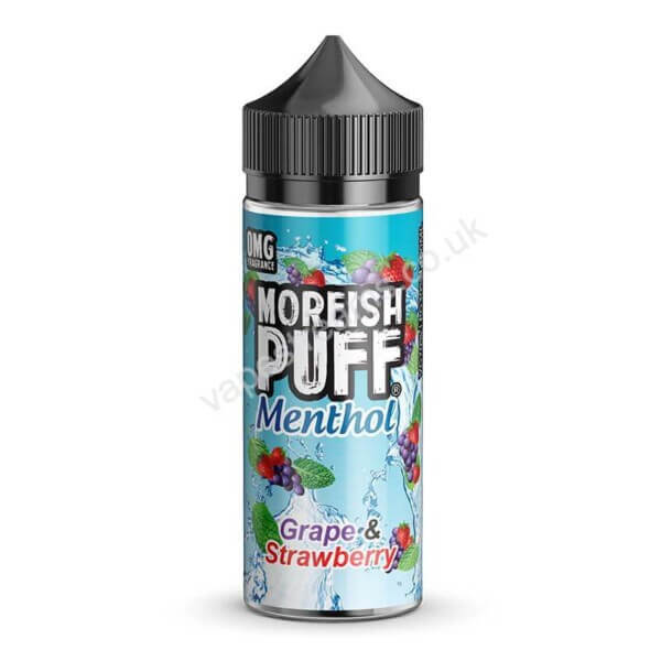 Moreish Puff Menthol Grape Strawberry 100ml Eliquid Shortfill Bottle