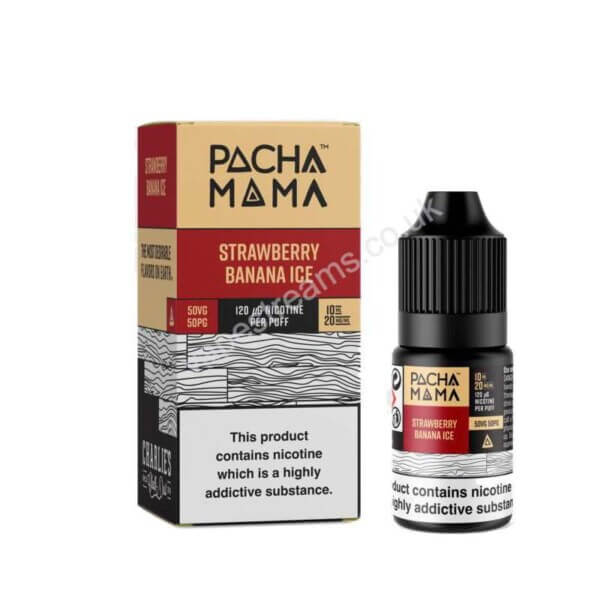 Pacha Mama Strawberry Banana Ice Nic Salt E Liquid 10ml Bottle with Box