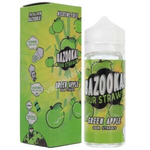Green Apple 100ml Eliquid Shortfill Bottle With Box By Bazooka Sour Straws