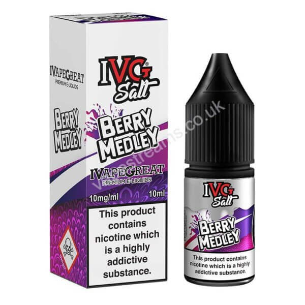 Ivg Juicy Range Berry Medley Nicotine Salt Eliquid 10ml Bottle With Box