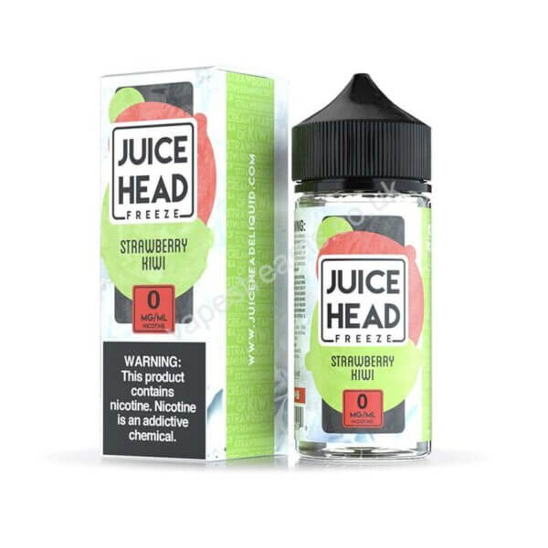 juice head freeze strawberry kiwi 100ml eliquid shortfill bottle with box