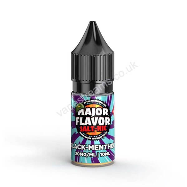 major flavour black menthol 10ml nic salt eliquid bottle