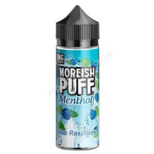 Moreish Puff Menthol Blue Raspberry 100ml Eliquid Shortfill Bottle