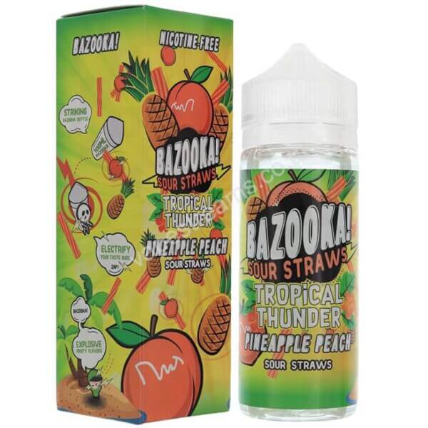 Pineapple Peach Tropical Thunder 100ml Eliquid Shortfill Bottle With Box By Bazooka Sour Straws