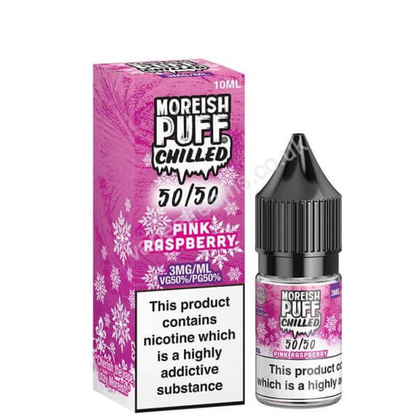 Pink Raspberry 10ml 50 50 Eliquid Bottle With Box By Moreish Puff Chilled 5050