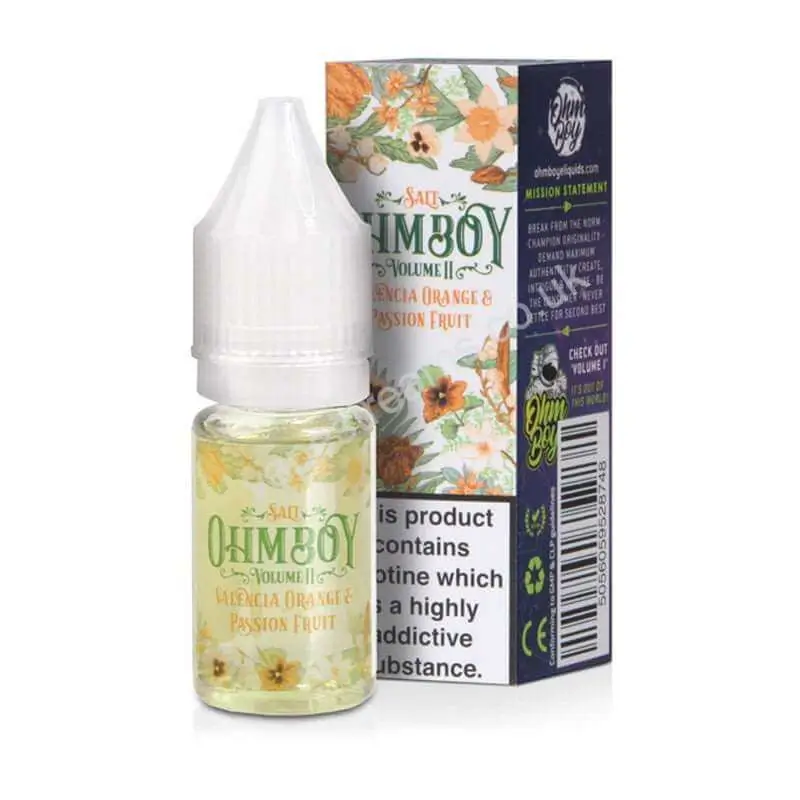 Valencia Orange And Passion Fruit Nicotine Salt Eliquid By Ohm Boy Salt Volume Ii