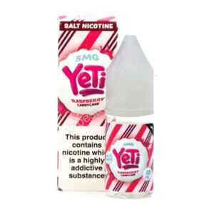 yeti raspberry candy cane salt nic eliquid 10ml bottle with box