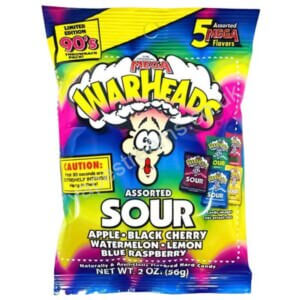 Warheads Assorted Sour Peg Bag Hard Candy 56g