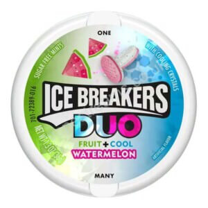 ice breakers duo watermelon 36g (1.3oz) tin