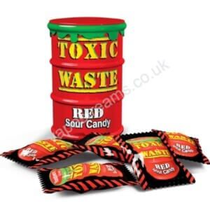 toxic waste red sour candy 42g (1.48oz) drum