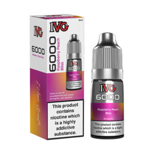 IVG 6000 Raspberry Peach Bliss Nic Salt E-Liquid Bottle with Box