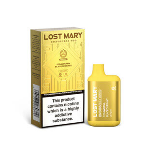 Lost Mary Bm600s Gold Edition Strawnana Blackcurrant Disposable Vape Pod With Box