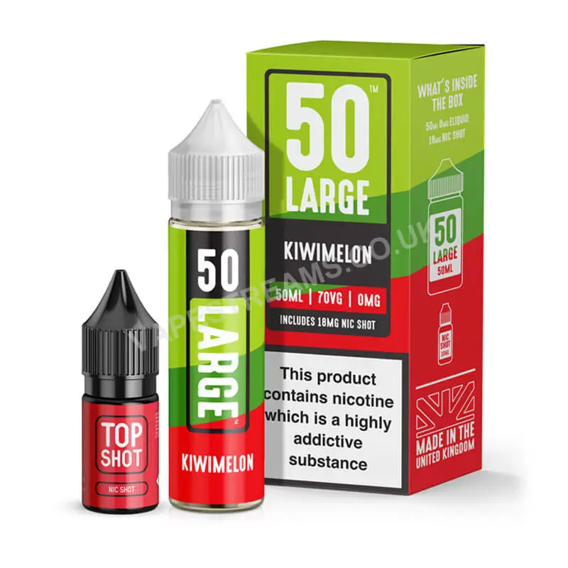 50 Large Kiwimelon 50ml E Liquid Shortfill Bottle With Box