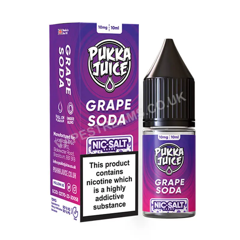 Pukka Juice Grape Soda 10ml Nic Salt With Box