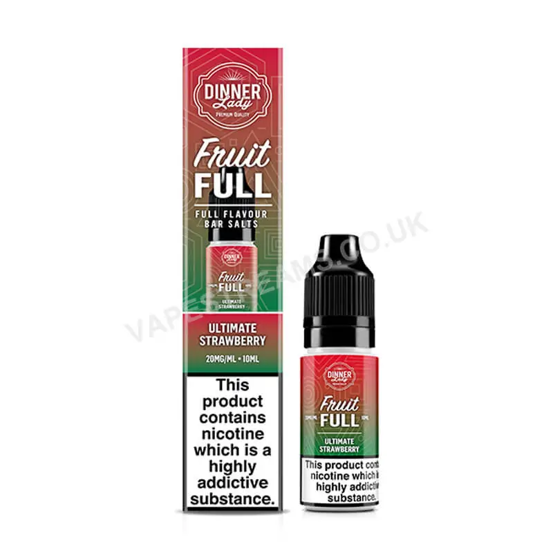 Dinner Lady Fruit Full Bar Salts Ultimate Strawberry Nic Salt 10ml Bottle With Box