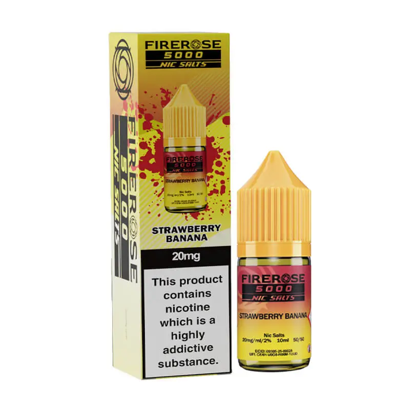 Elux Firerose 5000 Strawberry Banana 10ml Nic Salt E Liquid Bottle With Box